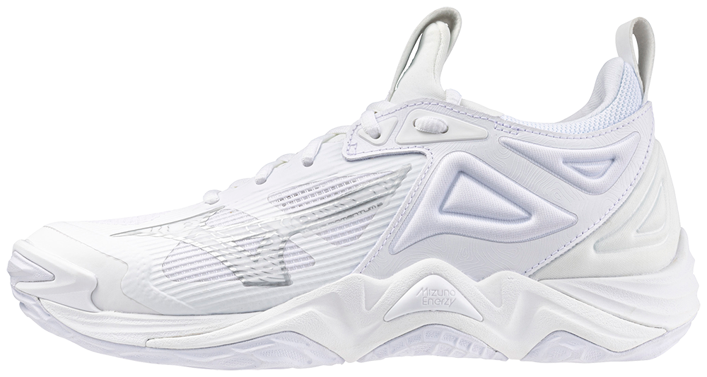 White Mizuno wave momentum 3 volleyball shoe