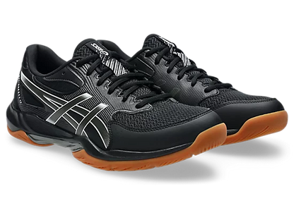 Asics Gel Rocket 12 Men's Volleyball Shoes Black Gunmetal White Angled View