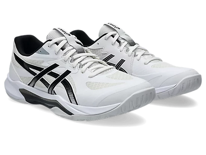 Asics Gel Tactic Court Men's Volleyball Shoes White Black Angled View