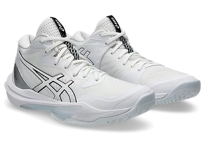 Asics Sky Elite FF MT 3 Women's Volleyball Shoes White Silver Angled View
