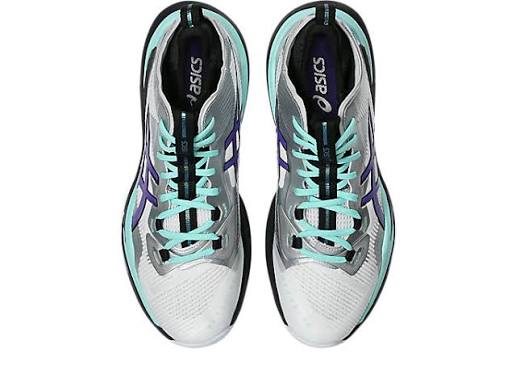 Asics Metarise 2 Unisex Volleyball Shoes White Radiant Amethyst Top View